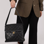 Rare Chanel 1997 Lambskin Turnlock Double - Sided Kelly Shoulder Bag 24k GP - FashioNica