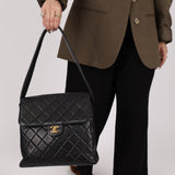 Rare Chanel 1997 Lambskin Turnlock Double - Sided Kelly Shoulder Bag 24k GP - FashioNica