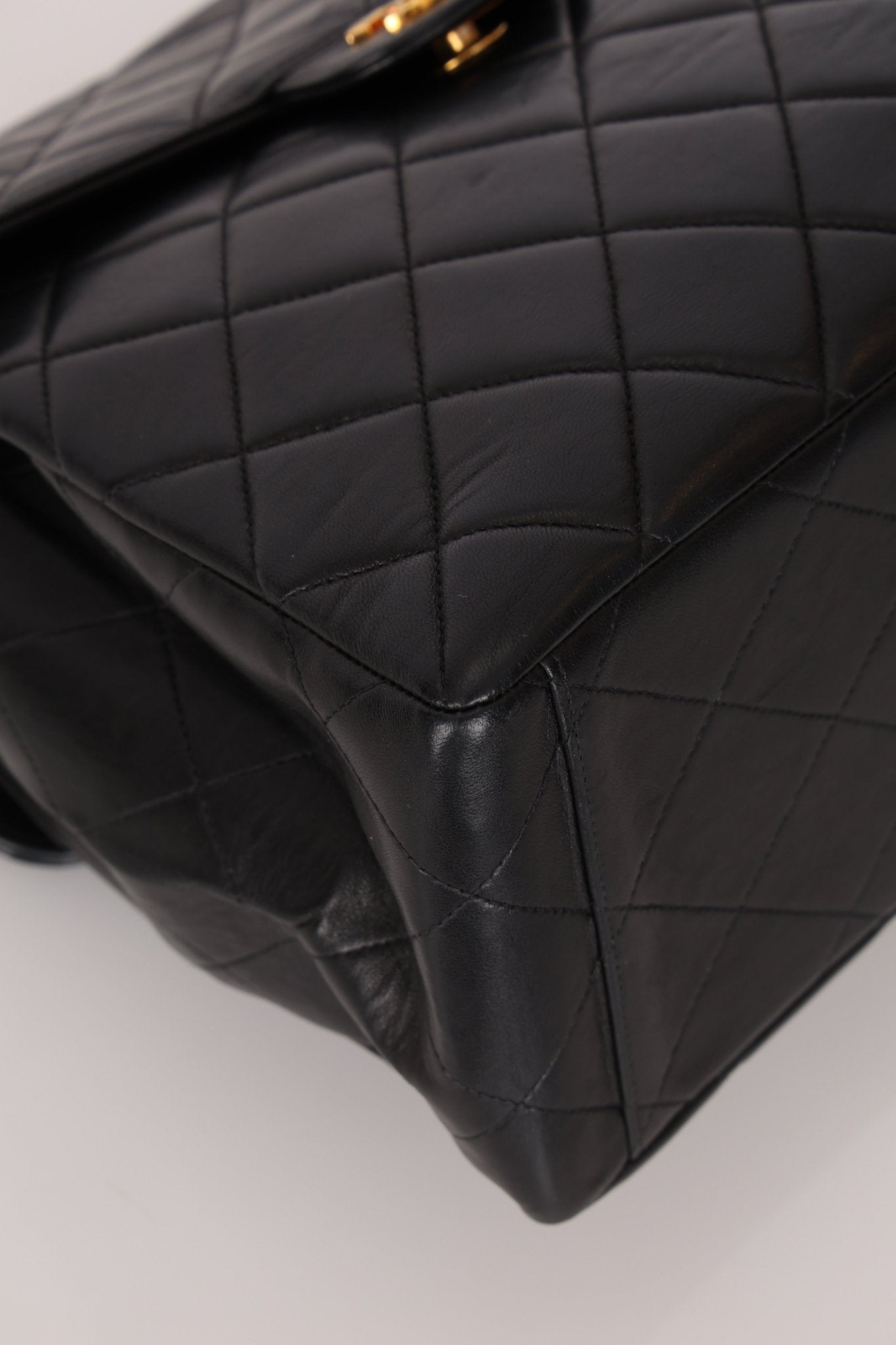 Rare Chanel 1997 Lambskin Turnlock Double - Sided Kelly Shoulder Bag 24k GP - FashioNica