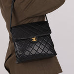Rare Chanel 1997 Lambskin Turnlock Double - Sided Kelly Shoulder Bag 24k GP - FashioNica
