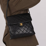 Rare Chanel 1997 Lambskin Turnlock Double - Sided Kelly Shoulder Bag 24k GP - FashioNica