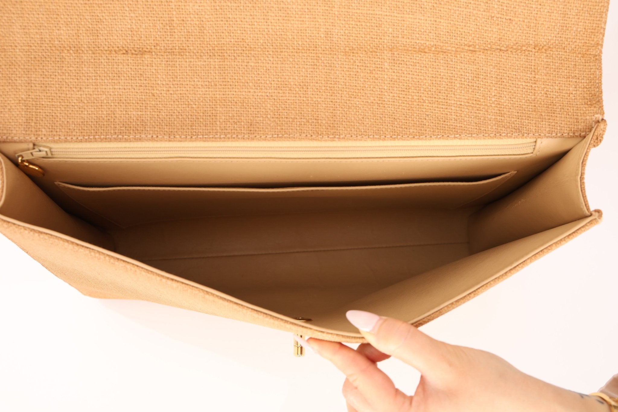 Rare Chanel 1997 Raffia XL Logo Briefcase 24K GP - FashioNica