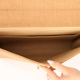 Rare Chanel 1997 Raffia XL Logo Briefcase 24K GP - FashioNica