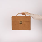 Rare Chanel 1997 Raffia XL Logo Briefcase 24K GP - FashioNica