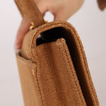 Rare Chanel 1997 Raffia XL Logo Briefcase 24K GP - FashioNica