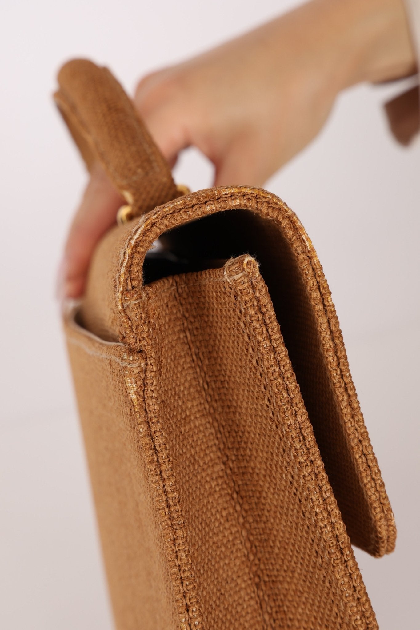 Rare Chanel 1997 Raffia XL Logo Briefcase 24K GP - FashioNica