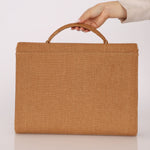 Rare Chanel 1997 Raffia XL Logo Briefcase 24K GP - FashioNica