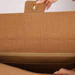 Rare Chanel 1997 Raffia XL Logo Briefcase 24K GP - FashioNica