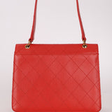 Rare Chanel 1997 Red Caviar Shoulder Kelly Bag 24K GP - FashioNica