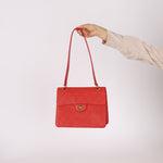 Rare Chanel 1997 Red Caviar Shoulder Kelly Bag 24K GP - FashioNica