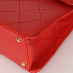 Rare Chanel 1997 Red Caviar Shoulder Kelly Bag 24K GP - FashioNica