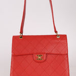 Rare Chanel 1997 Red Caviar Shoulder Kelly Bag 24K GP - FashioNica
