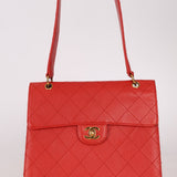 Rare Chanel 1997 Red Caviar Shoulder Kelly Bag 24K GP - FashioNica