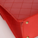 Rare Chanel 1997 Red Caviar Shoulder Kelly Bag 24K GP - FashioNica