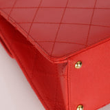 Rare Chanel 1997 Red Caviar Shoulder Kelly Bag 24K GP - FashioNica