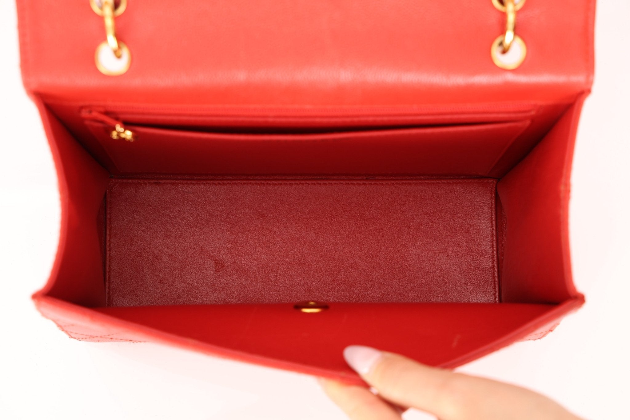 Rare Chanel 1997 Red Caviar Shoulder Kelly Bag 24K GP - FashioNica