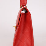 Rare Chanel 1997 Red Caviar Shoulder Kelly Bag 24K GP - FashioNica