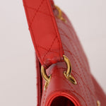 Rare Chanel 1997 Red Caviar Shoulder Kelly Bag 24K GP - FashioNica