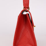 Rare Chanel 1997 Red Caviar Single Small Flap Shoulder Bag - FashioNica