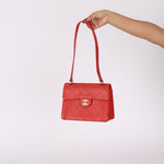 Rare Chanel 1997 Red Caviar Single Small Flap Shoulder Bag - FashioNica