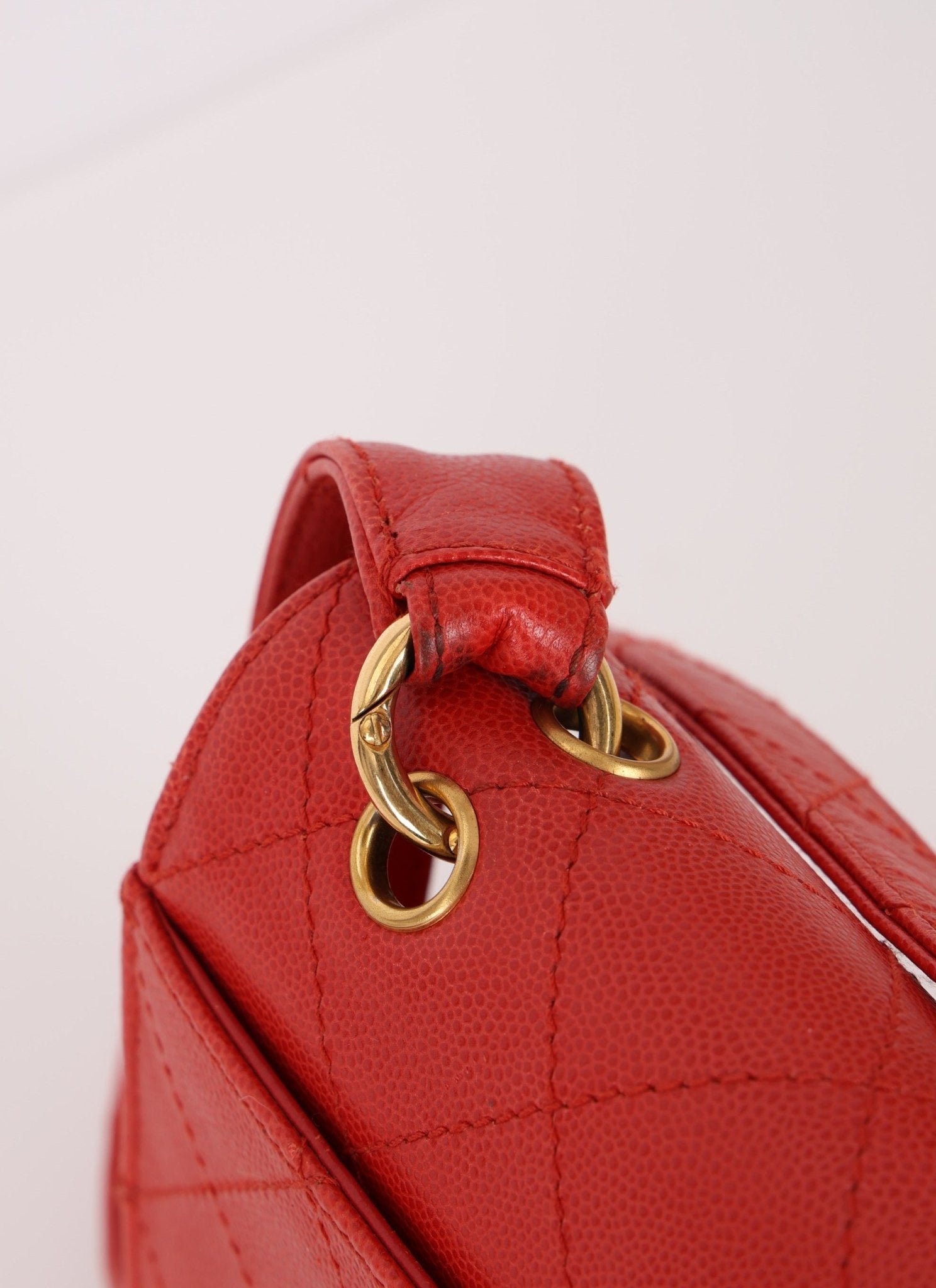 Rare Chanel 1997 Red Caviar Single Small Flap Shoulder Bag - FashioNica