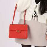 Rare Chanel 1997 Red Caviar Single Small Flap Shoulder Bag - FashioNica