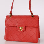 Rare Chanel 1997 Red Caviar Single Small Flap Shoulder Bag - FashioNica