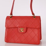 Rare Chanel 1997 Red Caviar Single Small Flap Shoulder Bag - FashioNica