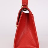 Rare Chanel 1997 Red Caviar Single Small Flap Shoulder Bag - FashioNica