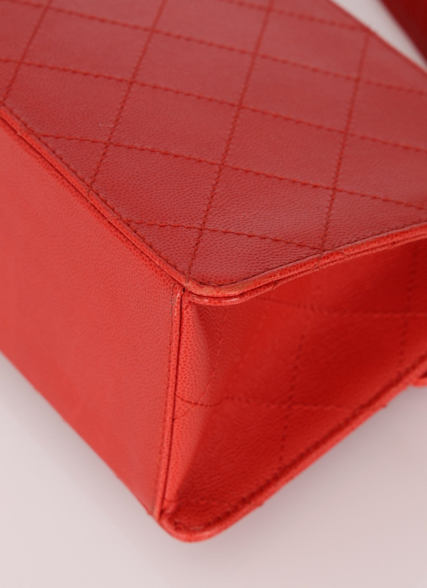 Rare Chanel 1997 Red Caviar Single Small Flap Shoulder Bag - FashioNica