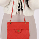 Rare Chanel 1997 Red Caviar Single Small Flap Shoulder Bag - FashioNica