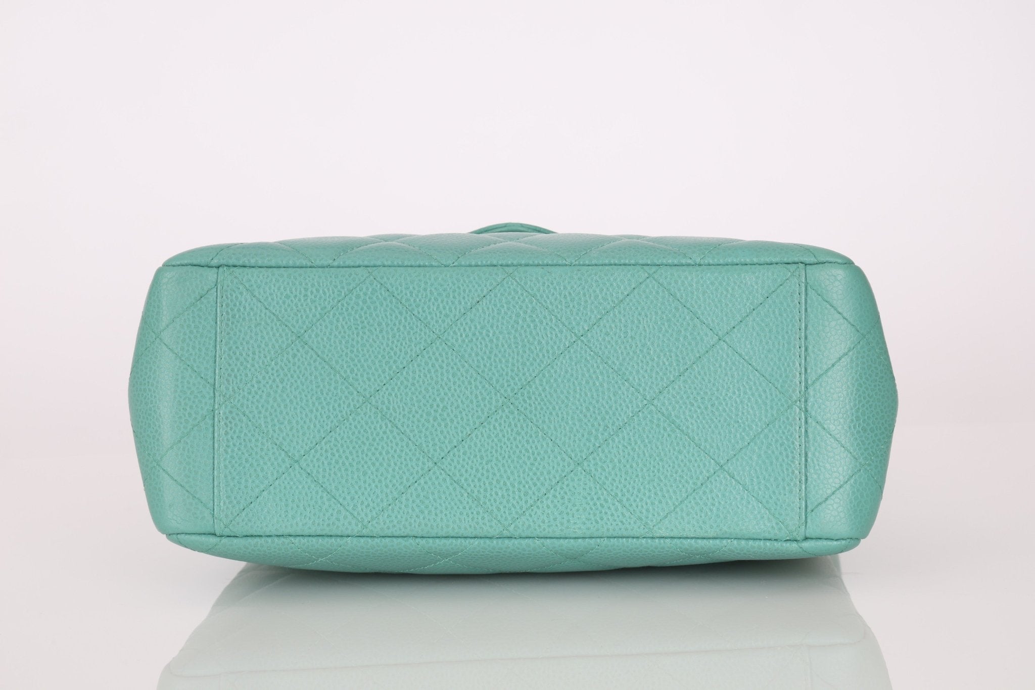 Rare Chanel 1997 Teal Caviar CC Turnlock Envelope Shoulder Kelly - FashioNica