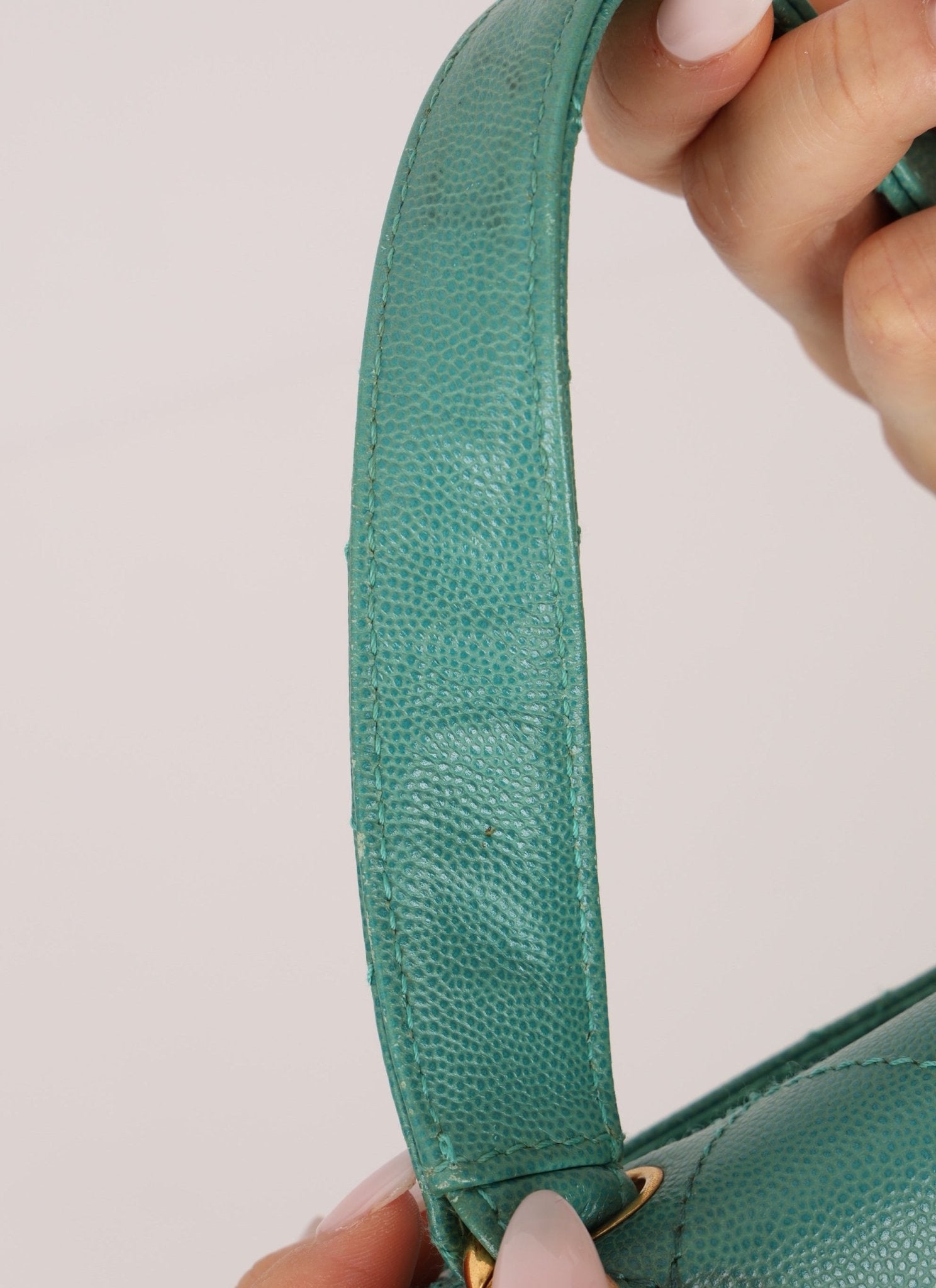 Rare Chanel 1997 Turquoise Caviar Kelly Bag 24K GP - FashioNica