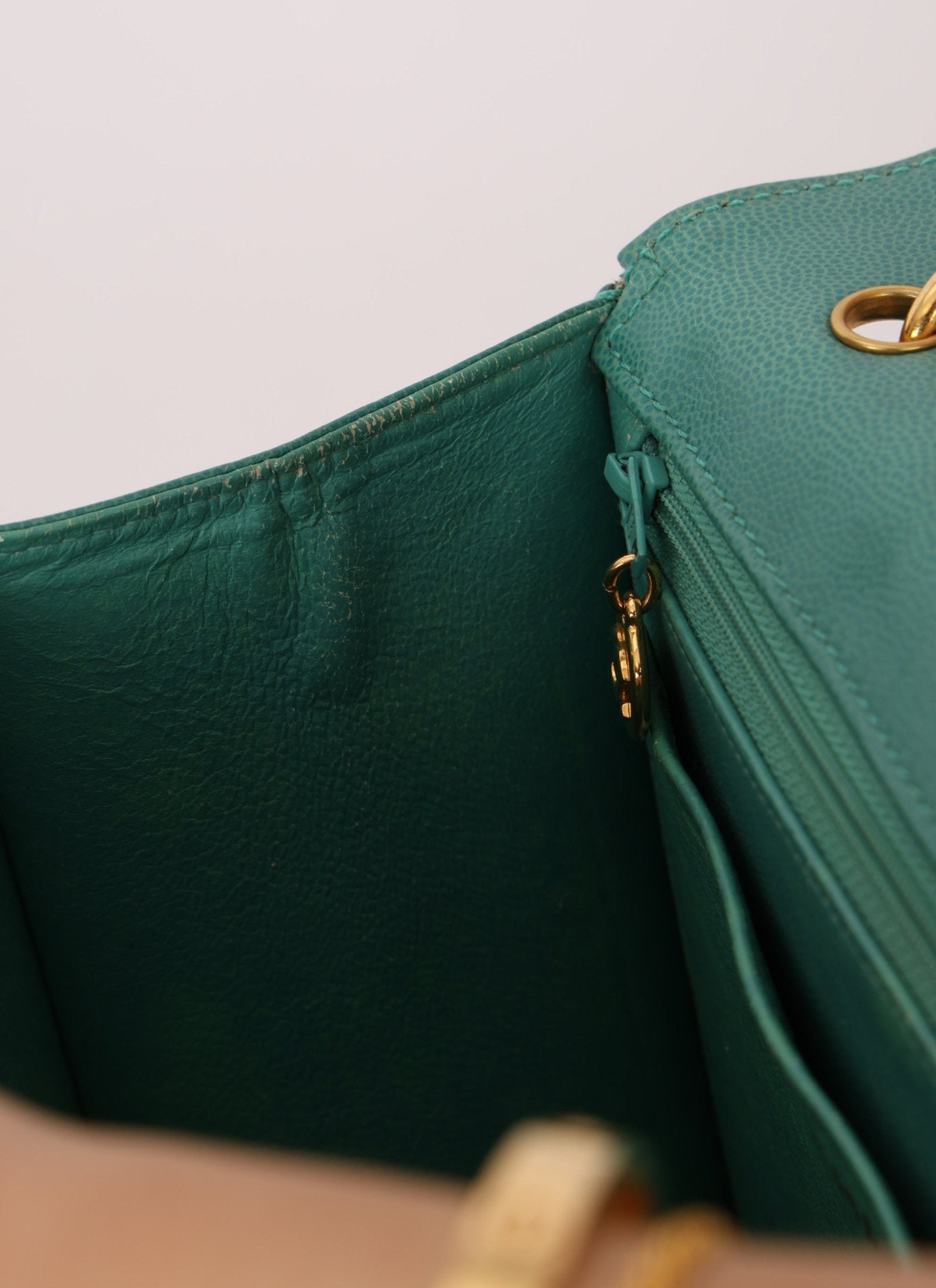 Rare Chanel 1997 Turquoise Caviar Kelly Bag 24K GP - FashioNica