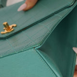 Rare Chanel 1997 Turquoise Caviar Kelly Bag 24K GP - FashioNica