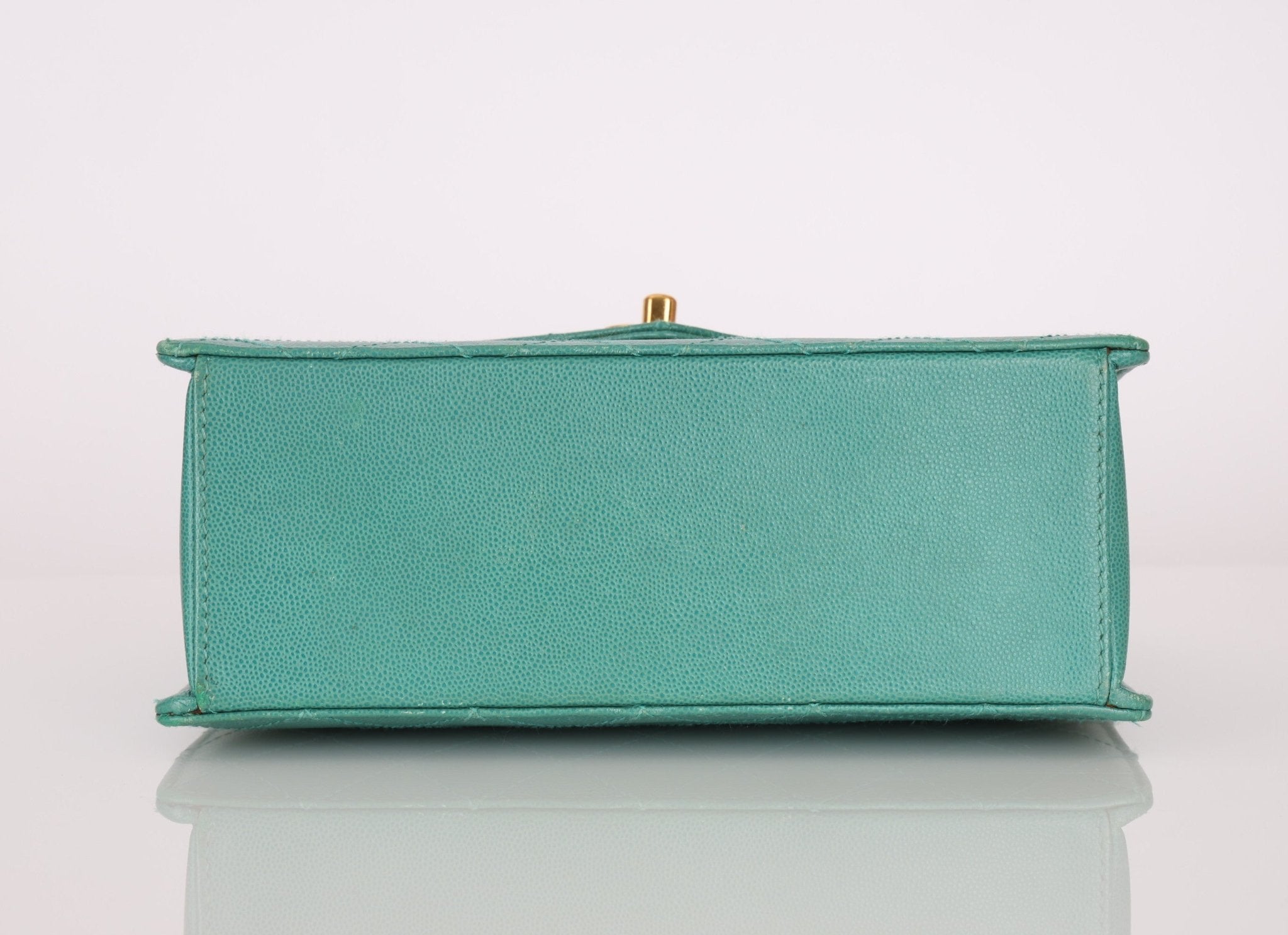 Rare Chanel 1997 Turquoise Caviar Kelly Bag 24K GP - FashioNica