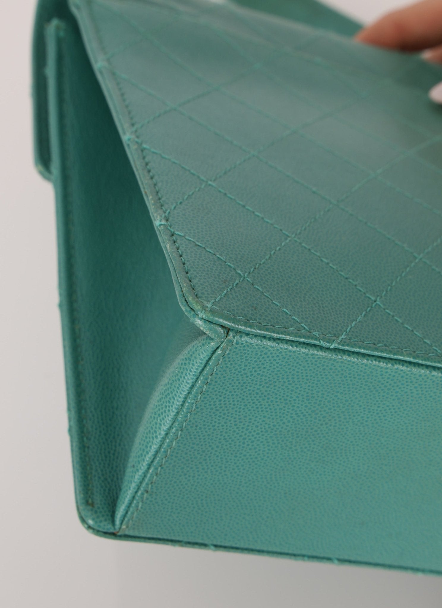 Rare Chanel 1997 Turquoise Caviar Kelly Bag 24K GP - FashioNica