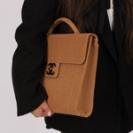 Rare Chanel 1998 Burlap XL Turnlock Briefcase 24k GP - FashioNica
