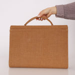 Rare Chanel 1998 Burlap XL Turnlock Briefcase 24k GP - FashioNica