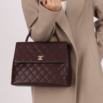 Rare Chanel 2001 Bordeaux Caviar Kelly Top Handle 24K GP - FashioNica