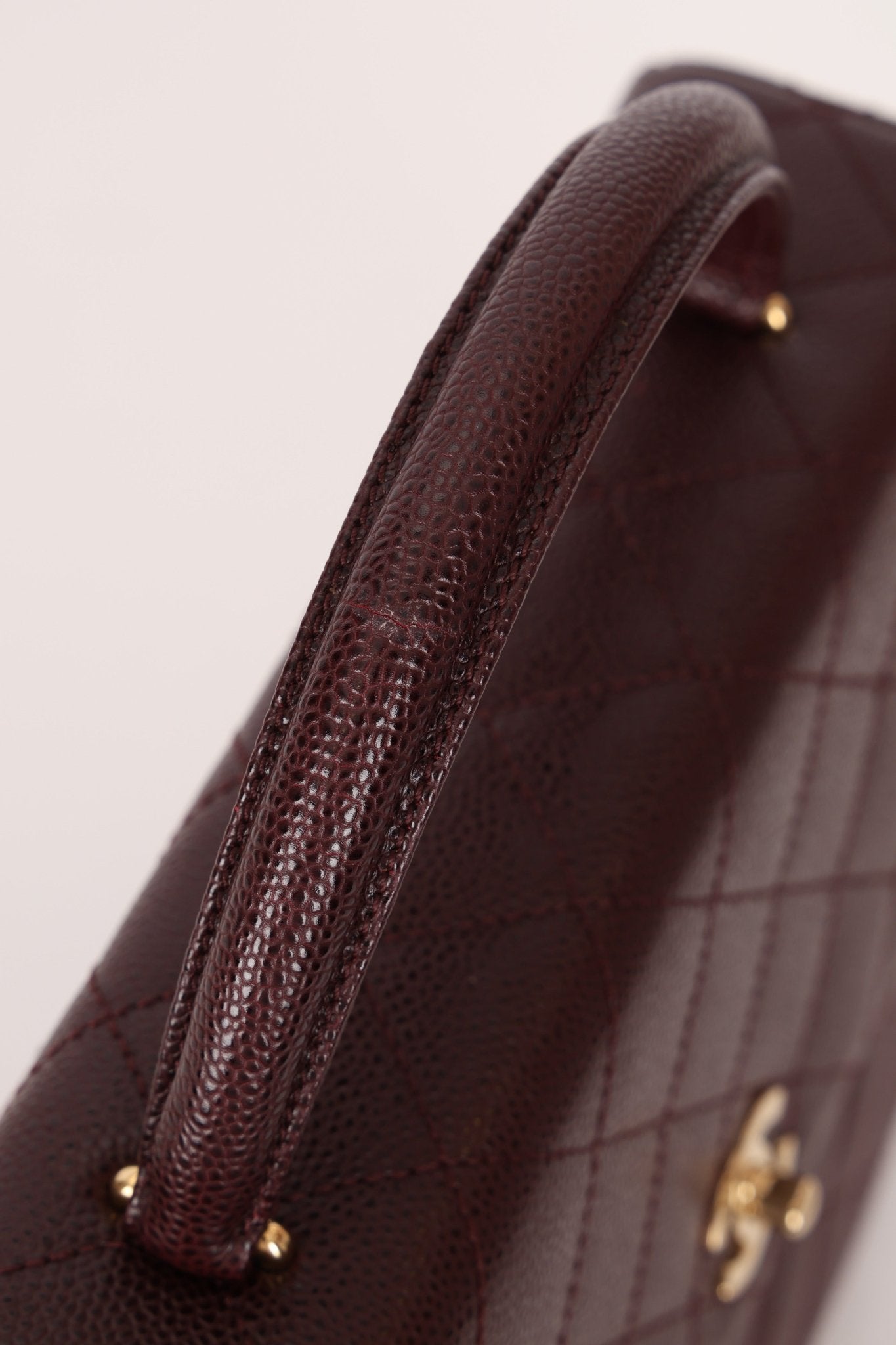 Rare Chanel 2001 Bordeaux Caviar Kelly Top Handle 24K GP - FashioNica