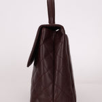 Rare Chanel 2001 Bordeaux Caviar Kelly Top Handle 24K GP - FashioNica