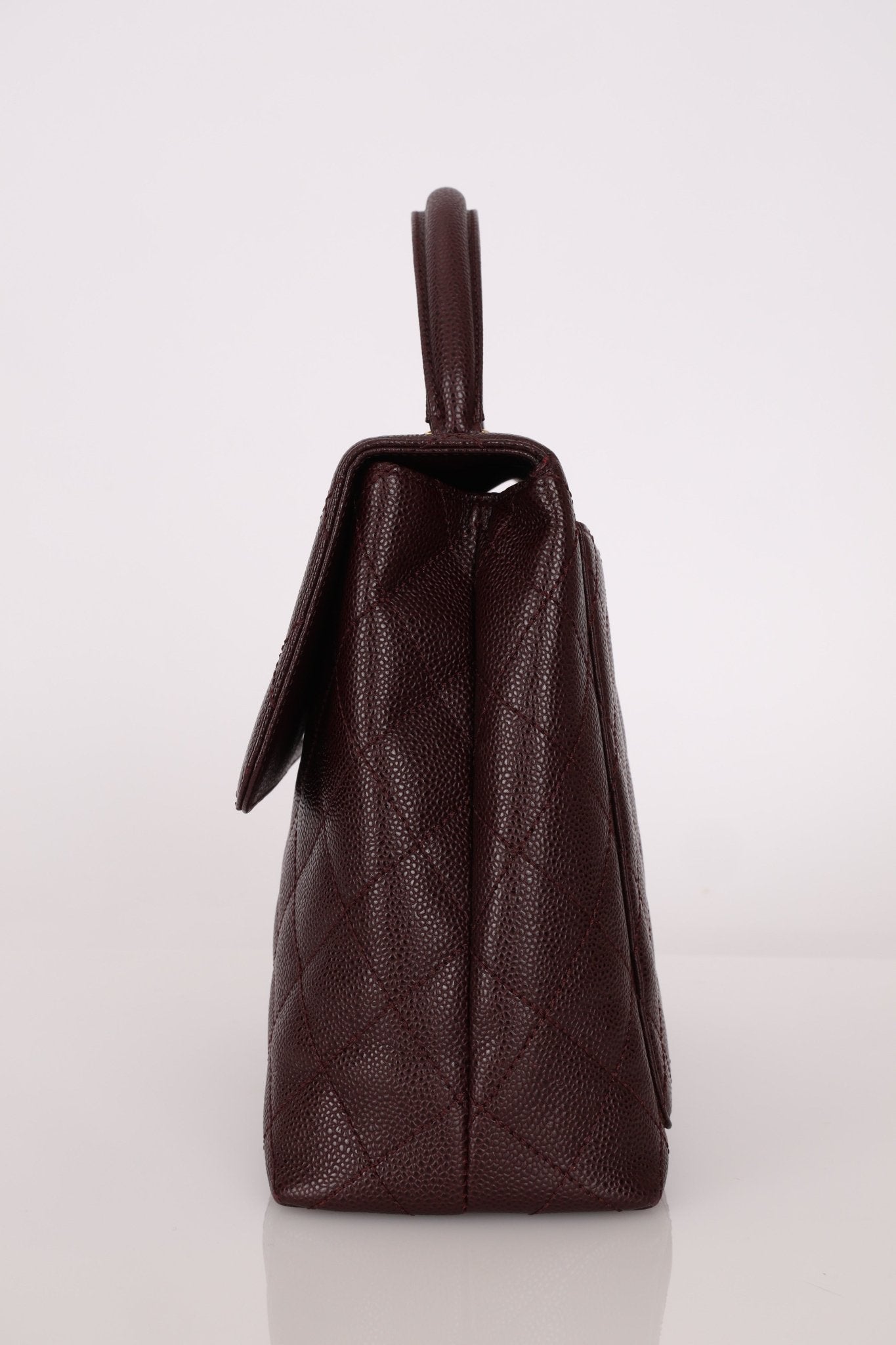 Rare Chanel 2001 Bordeaux Caviar Kelly Top Handle 24K GP - FashioNica