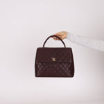 Rare Chanel 2001 Bordeaux Caviar Kelly Top Handle 24K GP - FashioNica