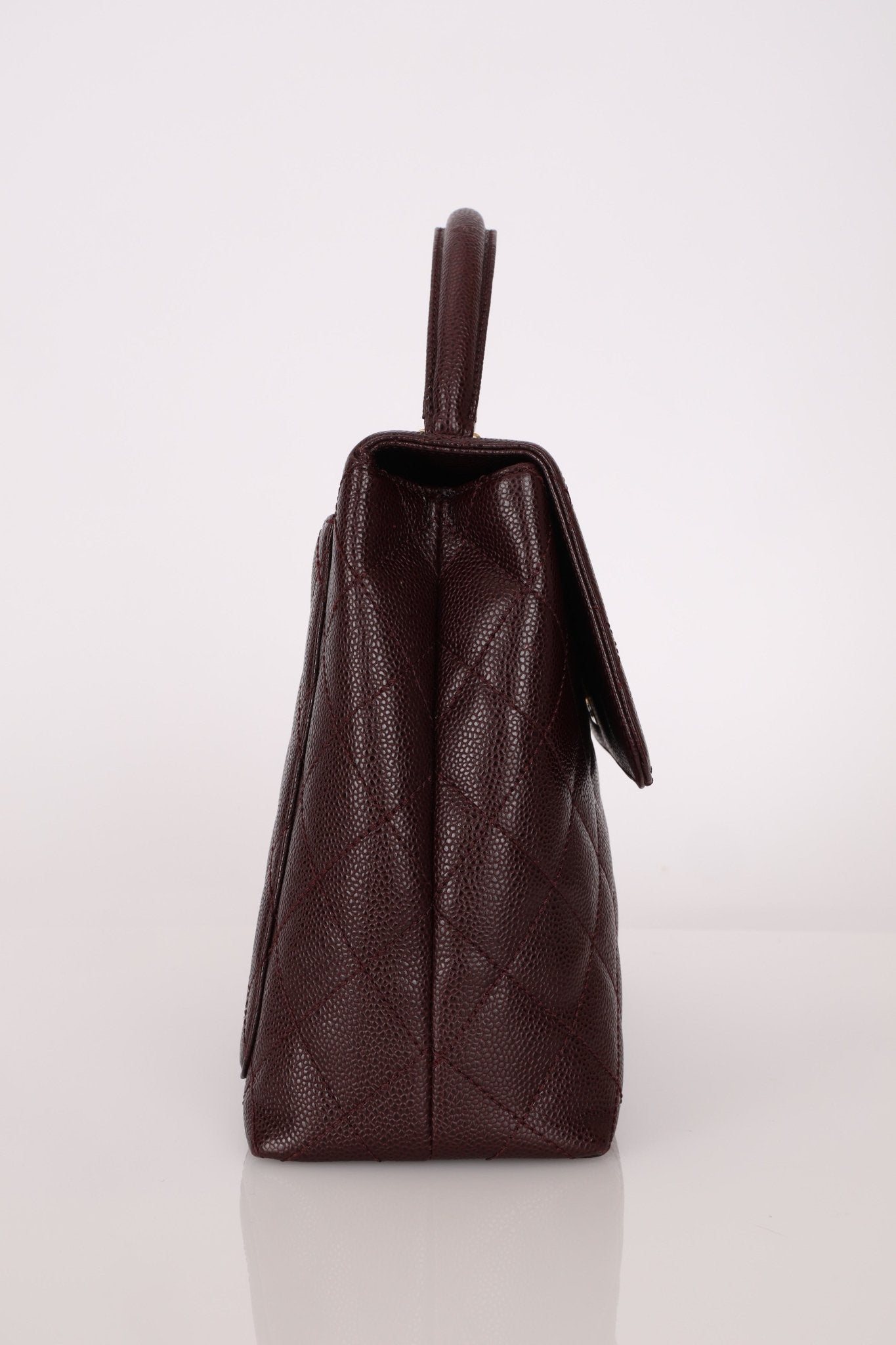 Rare Chanel 2001 Bordeaux Caviar Kelly Top Handle 24K GP - FashioNica