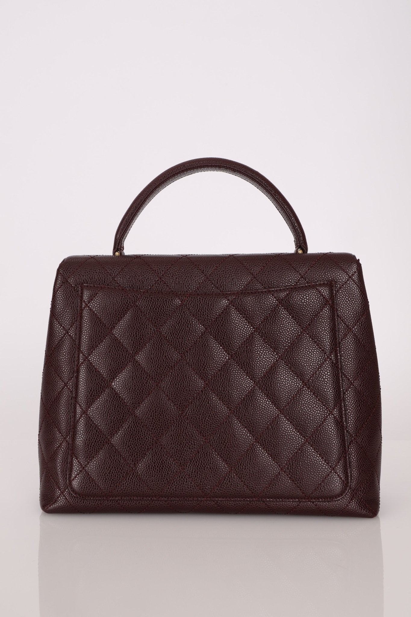 Rare Chanel 2001 Bordeaux Caviar Kelly Top Handle 24K GP - FashioNica