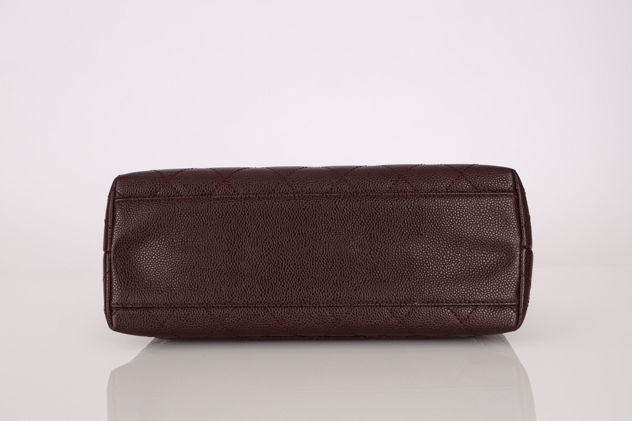 Rare Chanel 2001 Bordeaux Caviar Kelly Top Handle 24K GP - FashioNica