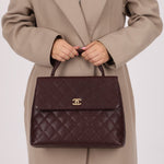 Rare Chanel 2001 Bordeaux Caviar Kelly Top Handle 24K GP - FashioNica