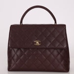 Rare Chanel 2001 Bordeaux Caviar Kelly Top Handle 24K GP - FashioNica