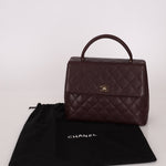 Rare Chanel 2001 Bordeaux Caviar Kelly Top Handle 24K GP - FashioNica